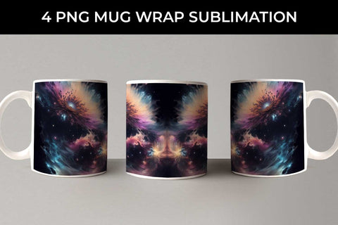 Galaxy Chrysanthemum Flowers Mug Sublimation PNG Bundle Free For Commercial Use Sublimation Sintegra 