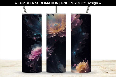 Galaxy Chrysanthemum Flowers Tumbler Wrap 20 oz Sublimation PNG Bundle Free For Commercial Use Sublimation Sintegra 