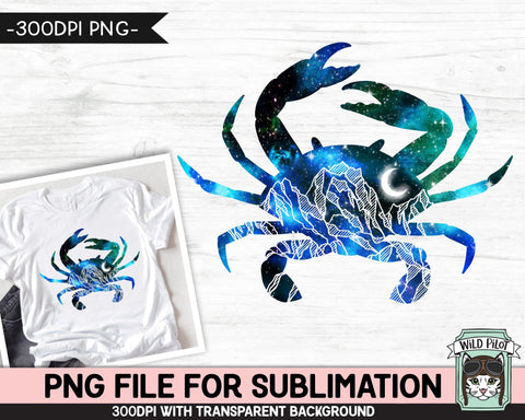 Galaxy Crab PNG SUBLIMATION design, Crab Silhouette PNG, Space png, Crab Clipart, Wild and Free png, Adventure png, Mountain Scene png Sublimation Wild Pilot 