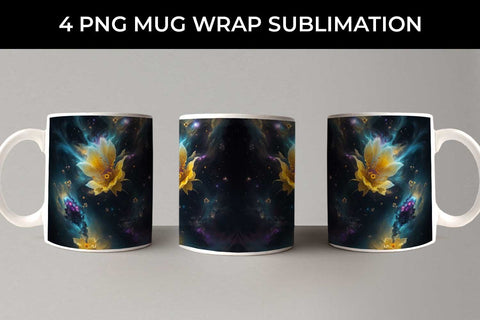 Galaxy Daffodils Flowers Mug Sublimation PNG Bundle Free For Commercial Use Sublimation Sintegra 