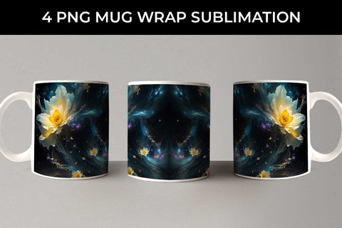 Galaxy Daffodils Flowers Mug Sublimation PNG Bundle Free For Commercial Use Sublimation Sintegra 