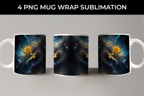 Galaxy Daffodils Flowers Mug Sublimation PNG Bundle Free For Commercial Use Sublimation Sintegra 
