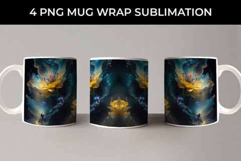 Galaxy Daffodils Flowers Mug Sublimation PNG Bundle Free For Commercial Use Sublimation Sintegra 