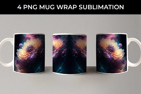Galaxy Dahlias Flowers Mug Sublimation PNG Bundle Free For Commercial Use Sublimation Sintegra 