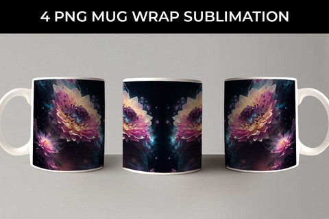 Galaxy Dahlias Flowers Mug Sublimation PNG Bundle Free For Commercial Use Sublimation Sintegra 