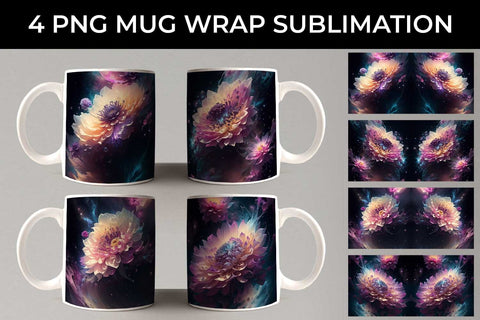 Galaxy Dahlias Flowers Mug Sublimation PNG Bundle Free For Commercial Use Sublimation Sintegra 