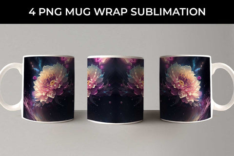 Galaxy Dahlias Flowers Mug Sublimation PNG Bundle Free For Commercial Use Sublimation Sintegra 
