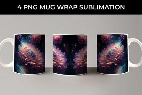 Galaxy Dahlias Flowers Mug Sublimation PNG Bundle Free For Commercial Use Sublimation Sintegra 