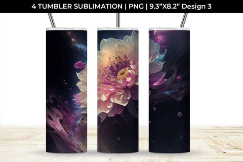Galaxy Dahlias Flowers Tumbler Wrap 20 oz Sublimation PNG Bundle Free For Commercial Use Sublimation Sintegra 