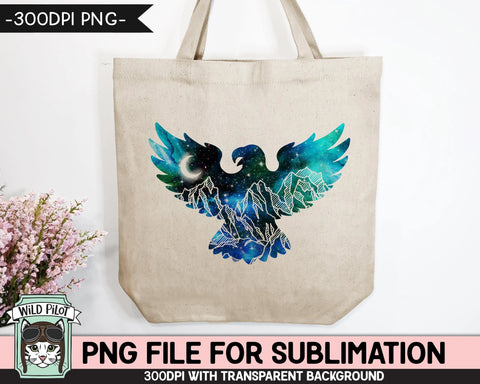 Galaxy Eagle PNG SUBLIMATION design, Eagle Silhouette PNG, Eagle Clipart, Bird png, Space png, Watercolor png, Adventure png, Mountain Scene Sublimation Wild Pilot 