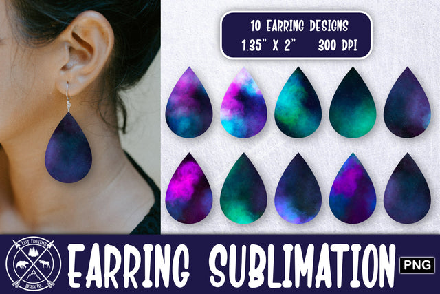 Galaxy Earring Sublimation| Teardrop earring png Sublimation Last Frontier Design Co. 