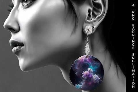 Galaxy Freezia Flowers Earrings Sublimation PNG Bundle Free For Commercial Use Sublimation Sintegra 
