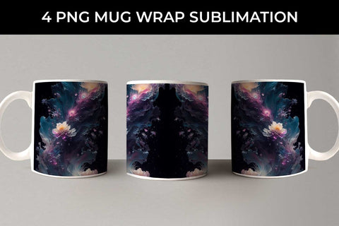 Galaxy Freezia Flowers Mug Sublimation PNG Bundle Free For Commercial Use Sublimation Sintegra 