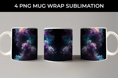 Galaxy Freezia Flowers Mug Sublimation PNG Bundle Free For Commercial Use Sublimation Sintegra 