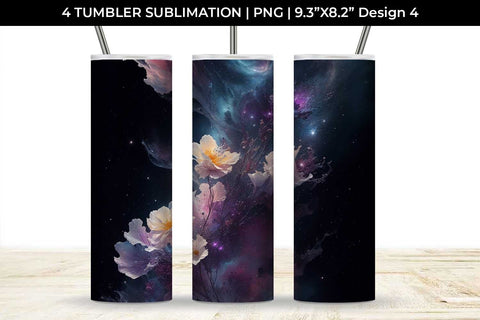 Galaxy Freezia Flowers Tumbler Wrap 20 oz Sublimation PNG Bundle Free For Commercial Use Sublimation Sintegra 