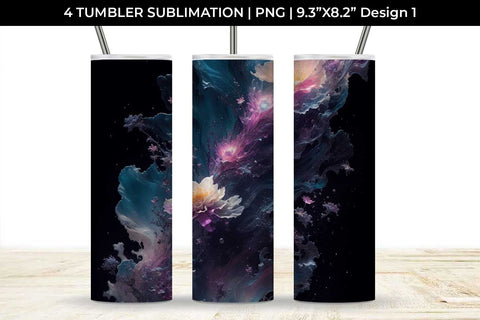 Galaxy Freezia Flowers Tumbler Wrap 20 oz Sublimation PNG Bundle Free For Commercial Use Sublimation Sintegra 