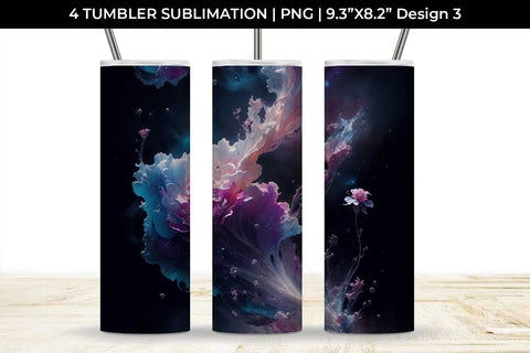 Galaxy Freezia Flowers Tumbler Wrap 20 oz Sublimation PNG Bundle Free For Commercial Use Sublimation Sintegra 