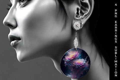 Galaxy Gerbera Flowers Earrings Sublimation PNG Bundle Free For Commercial Use Sublimation Sintegra 