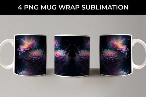 Galaxy Gerbera Flowers Mug Sublimation PNG Bundle Free For Commercial Use Sublimation Sintegra 