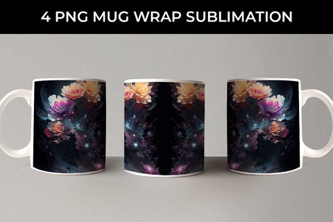 Galaxy Gerbera Flowers Mug Sublimation PNG Bundle Free For Commercial Use Sublimation Sintegra 