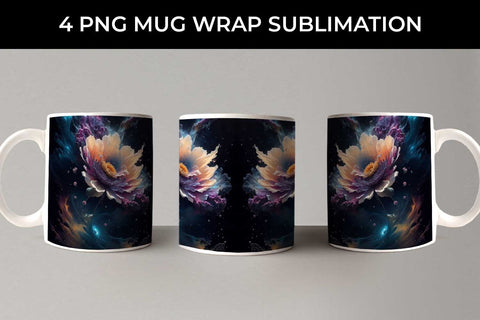 Galaxy Gerbera Flowers Mug Sublimation PNG Bundle Free For Commercial Use Sublimation Sintegra 
