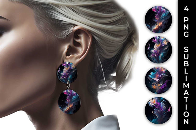Galaxy Gladiolus Flowers Earrings Sublimation PNG Bundle Free For Commercial Use Sublimation Sintegra 