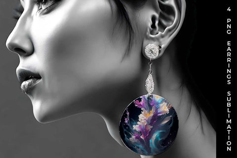 Galaxy Gladiolus Flowers Earrings Sublimation PNG Bundle Free For Commercial Use Sublimation Sintegra 