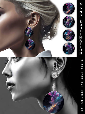 Galaxy Gladiolus Flowers Earrings Sublimation PNG Bundle Free For Commercial Use Sublimation Sintegra 