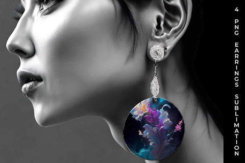 Galaxy Gladiolus Flowers Earrings Sublimation PNG Bundle Free For Commercial Use Sublimation Sintegra 