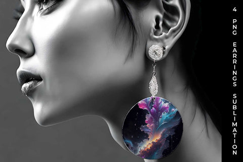 Galaxy Gladiolus Flowers Earrings Sublimation PNG Bundle Free For Commercial Use Sublimation Sintegra 