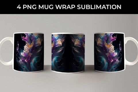 Galaxy Gladiolus Flowers Mug Sublimation PNG Bundle Free For Commercial Use Sublimation Sintegra 