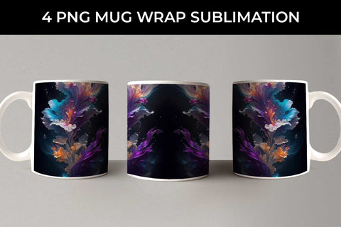Galaxy Gladiolus Flowers Mug Sublimation PNG Bundle Free For Commercial Use Sublimation Sintegra 