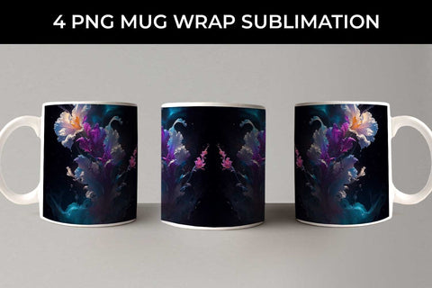 Galaxy Gladiolus Flowers Mug Sublimation PNG Bundle Free For Commercial Use Sublimation Sintegra 