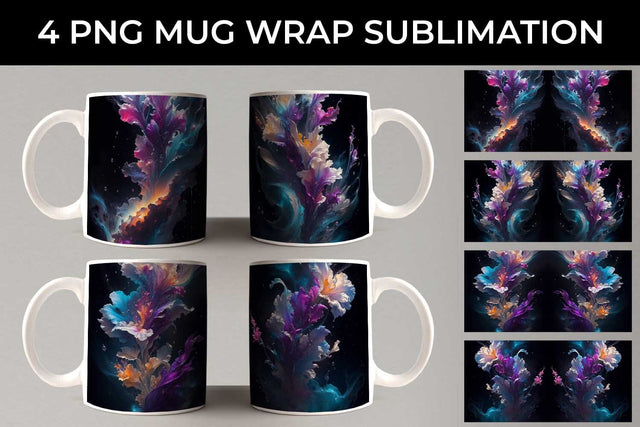 Galaxy Gladiolus Flowers Mug Sublimation PNG Bundle Free For Commercial Use Sublimation Sintegra 