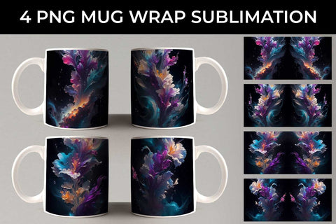 Galaxy Gladiolus Flowers Mug Sublimation PNG Bundle Free For Commercial Use Sublimation Sintegra 