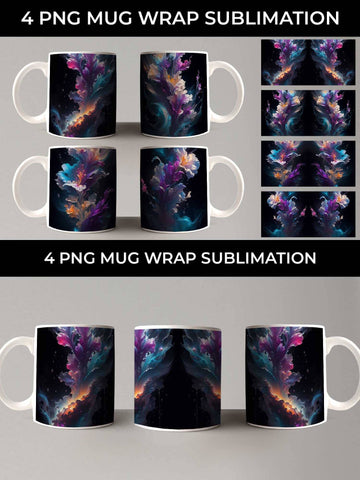 Galaxy Gladiolus Flowers Mug Sublimation PNG Bundle Free For Commercial Use Sublimation Sintegra 