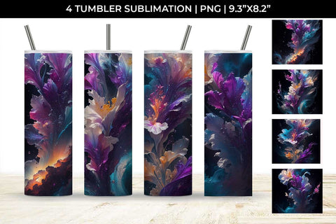 Galaxy Gladiolus Flowers Tumbler Wrap 20 oz Sublimation PNG Bundle Free For Commercial Use Sublimation Sintegra 