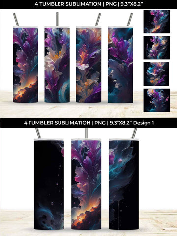 Galaxy Gladiolus Flowers Tumbler Wrap 20 oz Sublimation PNG Bundle Free For Commercial Use Sublimation Sintegra 