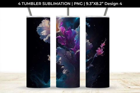 Galaxy Gladiolus Flowers Tumbler Wrap 20 oz Sublimation PNG Bundle Free For Commercial Use Sublimation Sintegra 