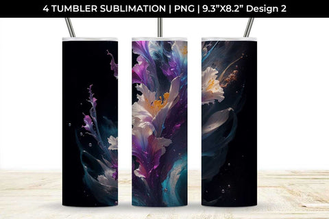 Galaxy Gladiolus Flowers Tumbler Wrap 20 oz Sublimation PNG Bundle Free For Commercial Use Sublimation Sintegra 