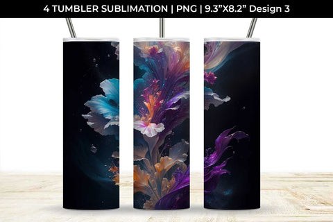 Galaxy Gladiolus Flowers Tumbler Wrap 20 oz Sublimation PNG Bundle Free For Commercial Use Sublimation Sintegra 