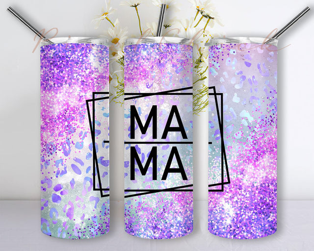 Galaxy Glitter Sparkle Leopard Mama Sublimation Design for Skinny Tumbler 20oz Design Sublimation PixelChick 