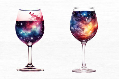 Galaxy in Wine Glass Sublimation Clipart Sublimation Regulrcrative 