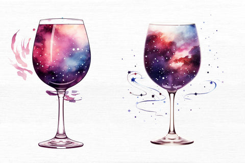 Galaxy in Wine Glass Sublimation Clipart Sublimation Regulrcrative 