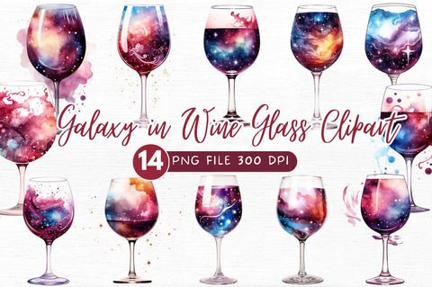 Galaxy in Wine Glass Sublimation Clipart Sublimation Regulrcrative 