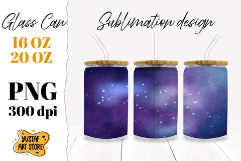 Galaxy Libbey Glass Can Sublimation design PNG Sublimation Yustaf Art Store 