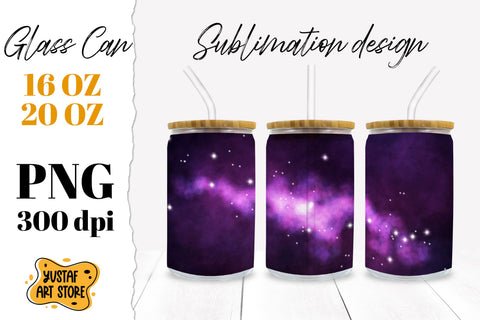 Galaxy Libbey Glass Can Sublimation design PNG Sublimation Yustaf Art Store 