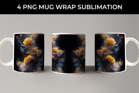 Galaxy Marigold Flowers Mug Sublimation PNG Bundle Free For Commercial Use Sublimation Sintegra 