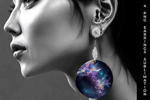 Galaxy Orchid Flowers Earrings Sublimation PNG Bundle Free For Commercial Use Sublimation Sintegra 