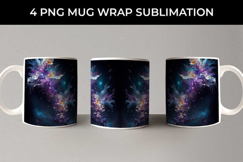 Galaxy Orchid Flowers Mug Sublimation PNG Bundle Sublimation Sintegra 